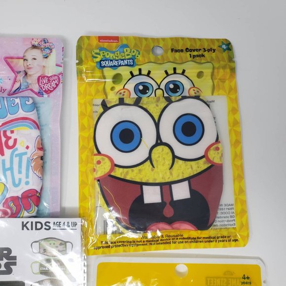 6 Cloth Reusable Mask Face Coverings for Kids - Star Wars (3pk) , Elmo, Spongebo - Picture 4 of 7